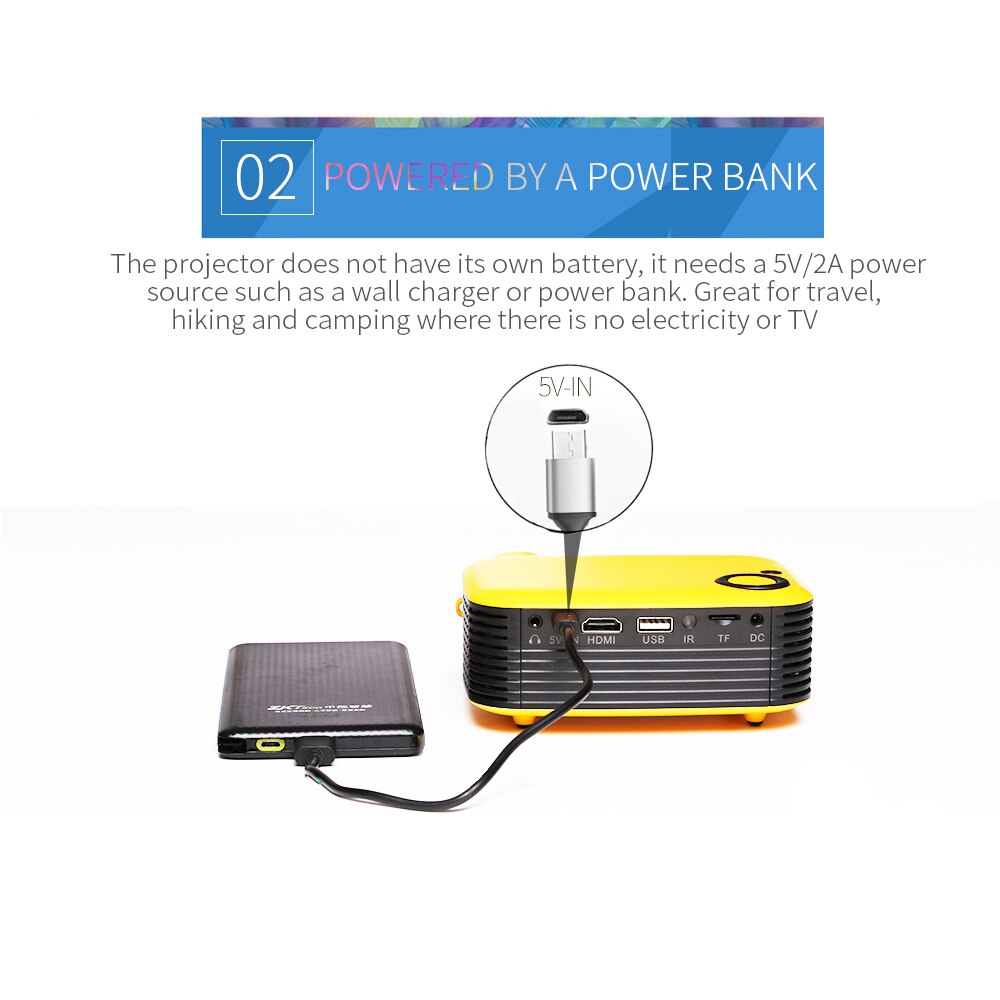 Mini Portable Projector 800 lumen Supports 1080P LCD 50,000 Hours Lamp Life Home Theater Video Projector Support Power Bank Mini Portable Projector 800 lumen Supports 1080P LCD 50,000 Hours Lamp Life Home Theater Video Projector Support Power Bank