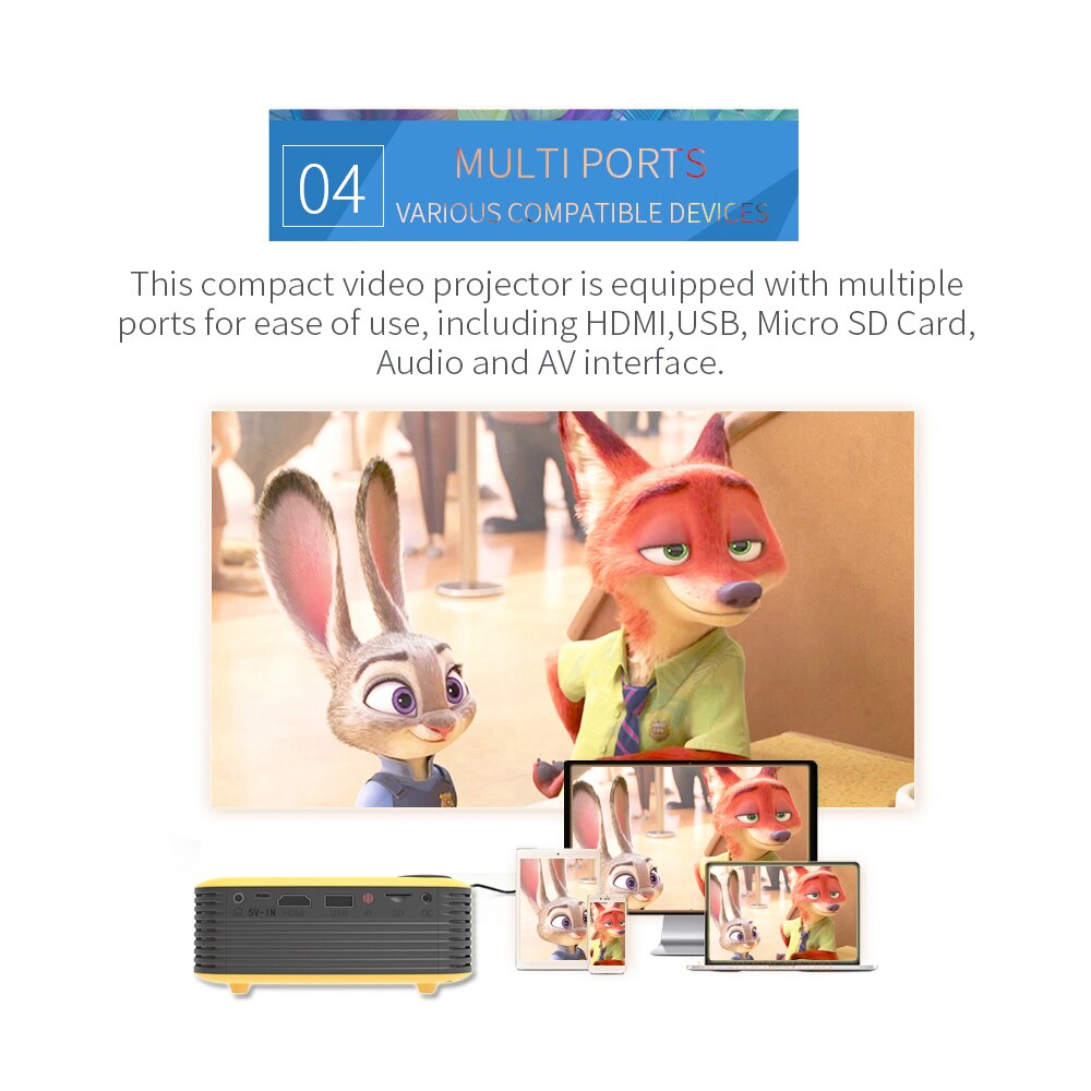 Mini Portable Projector 800 lumen Supports 1080P LCD 50,000 Hours Lamp Life Home Theater Video Projector Support Power Bank Mini Portable Projector 800 lumen Supports 1080P LCD 50,000 Hours Lamp Life Home Theater Video Projector Support Power Bank