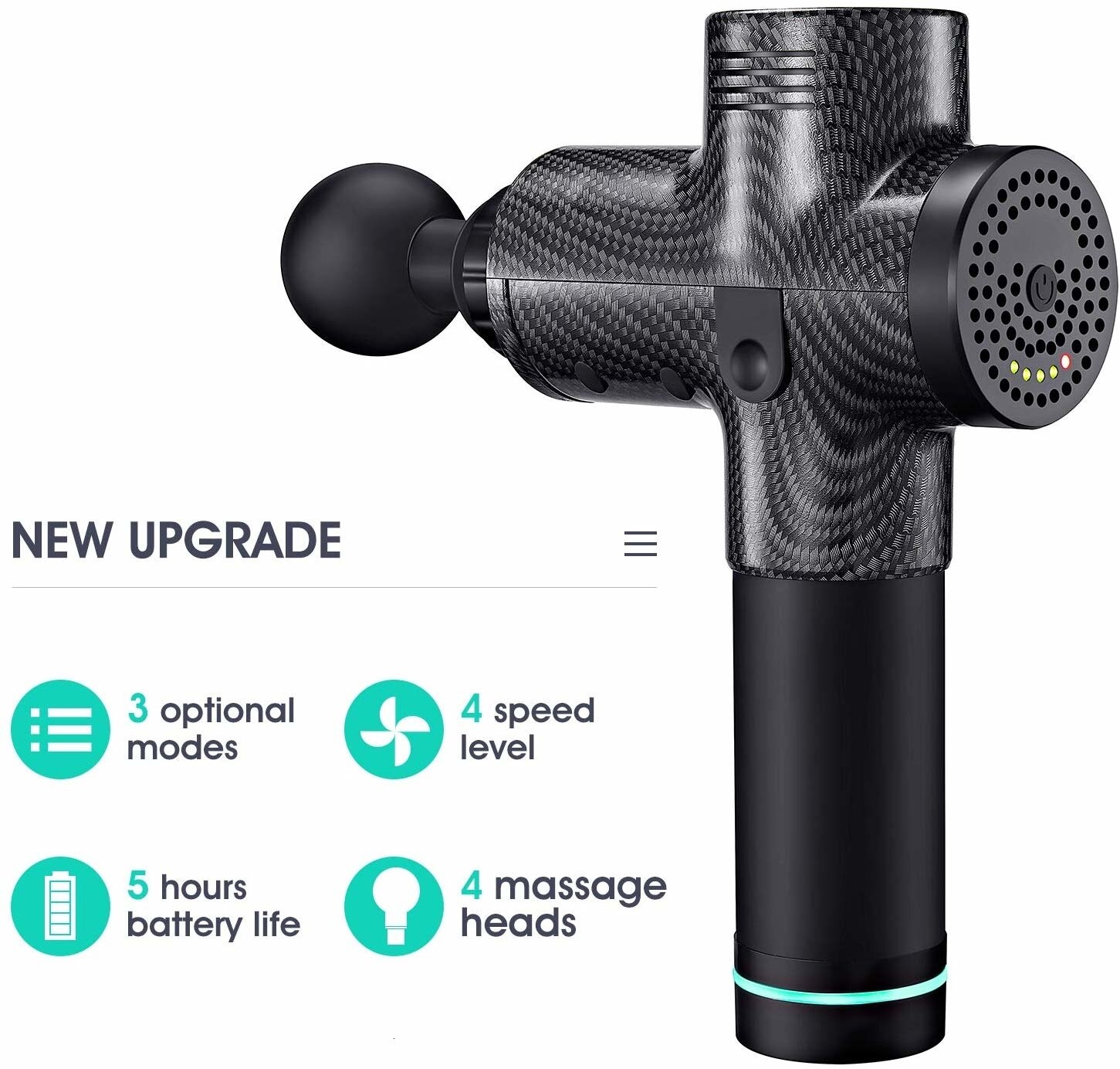 2500mAh 4 Head Professional Deep Tissue Massage Gun Electric Muscle Massage Gun Therapy Fascia Massage Pistol Neck Body Massager