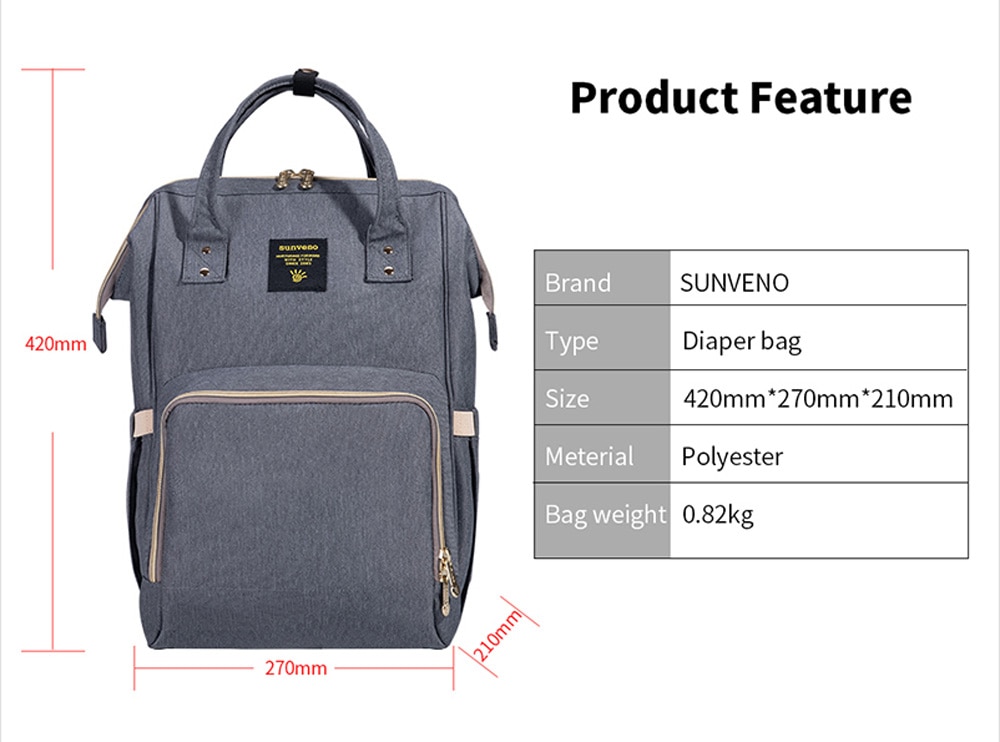 SUNVENO Fashion Mummy Maternity Diaper Bag Large Nursing Bag Travel Backpack Designer Stroller Baby Bag Baby Care Nappy Backpack