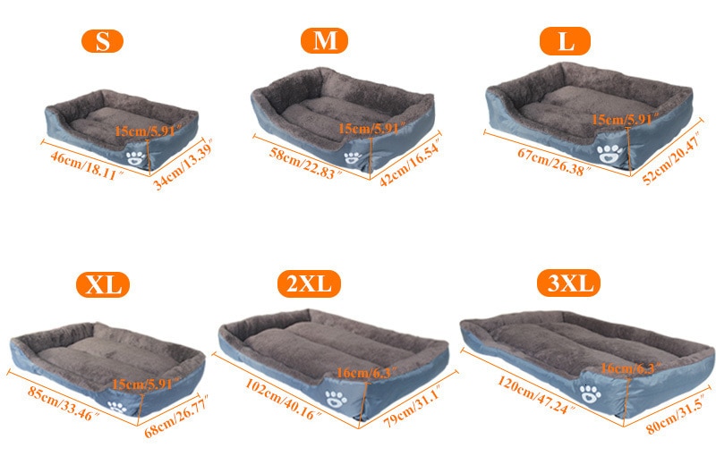 S-3XL 9 Colors Paw Pet Sofa Dog Beds Waterproof Bottom Soft Fleece Warm Cat Bed House Petshop cama perro