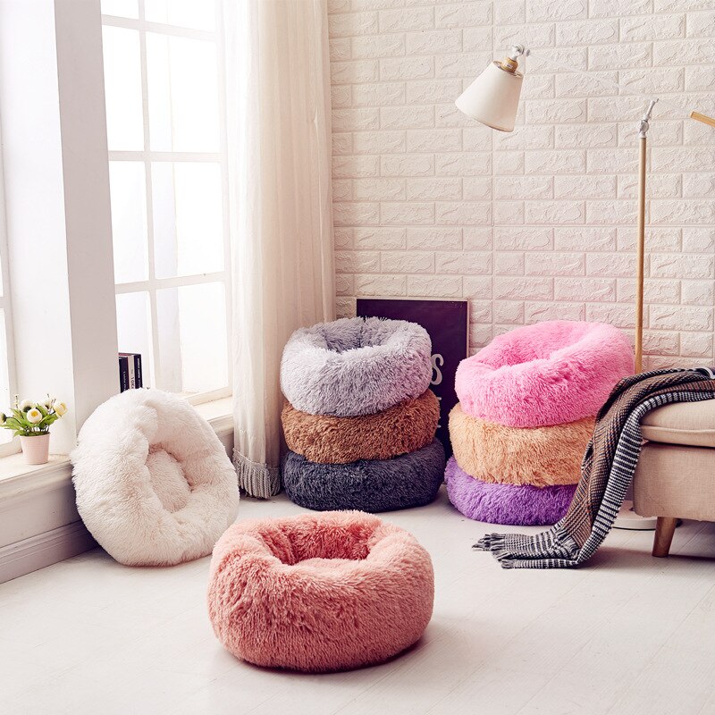 Luxury Soft Plush Dog Bed Round Shape Sleeping Bag Kennel Cat Puppy Sofa Bed Pet House Winter Warm Beds Cushion Superior Comfort