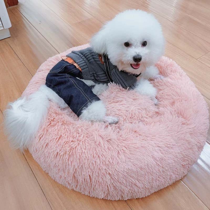 Luxury Soft Plush Dog Bed Round Shape Sleeping Bag Kennel Cat Puppy Sofa Bed Pet House Winter Warm Beds Cushion Superior Comfort