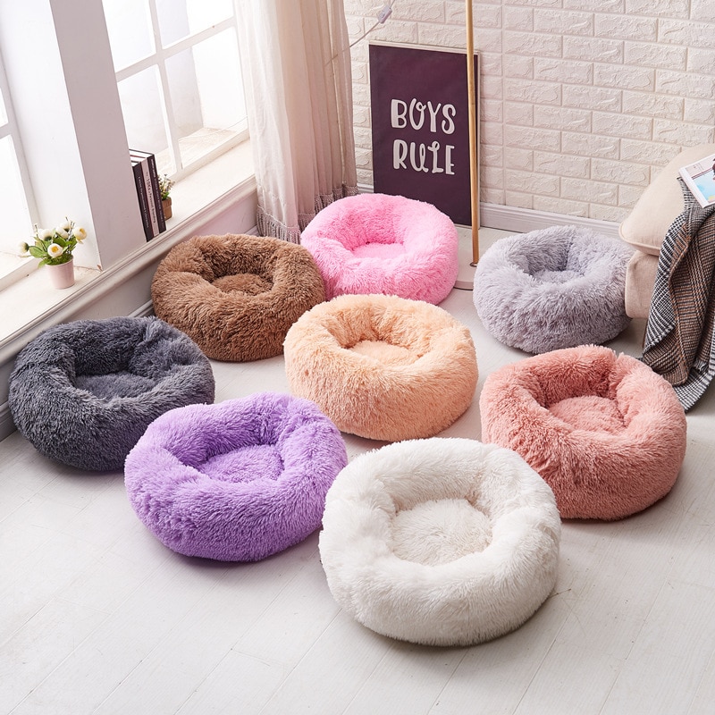 Luxury Soft Plush Dog Bed Round Shape Sleeping Bag Kennel Cat Puppy Sofa Bed Pet House Winter Warm Beds Cushion Superior Comfort